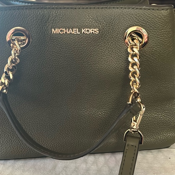 Michael Kors Teagan Sm Crossbody Satchel Duffle Green Purse Pebbled Leat… - Picture 1 of 7